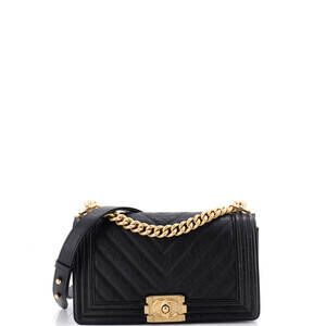 Chanel Old Medium Boy Flap Bag Chevron Caviar